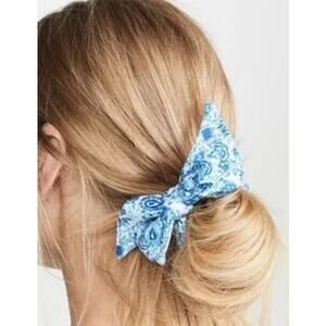 Hemant & Nandita Womens One Size Hair Tie Up Blue Cotton Floral